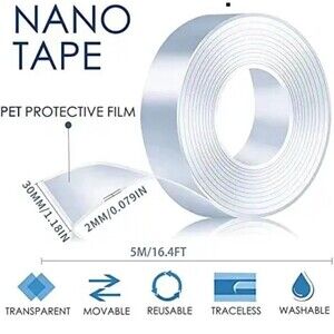 3 Rolls Each 16.4 Feet Strong Double Sided Tape Heavy Duty Removable Cle…